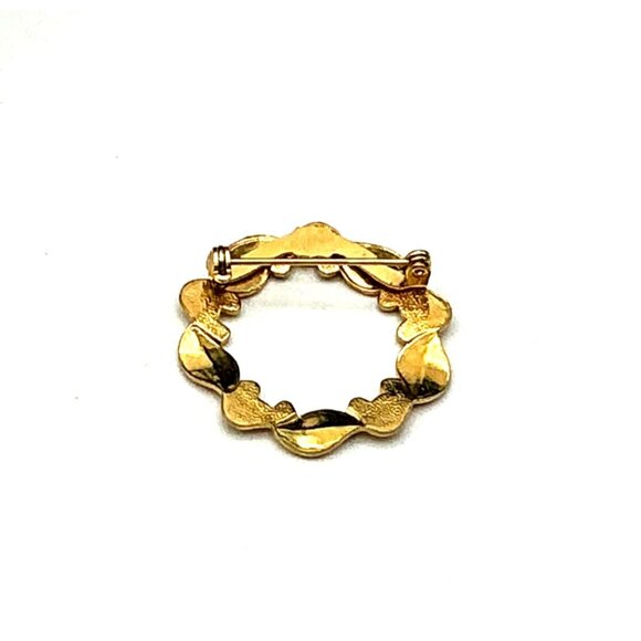 Vintage Gold Tone Wreath Brooch Pin - Picture 2 of 2